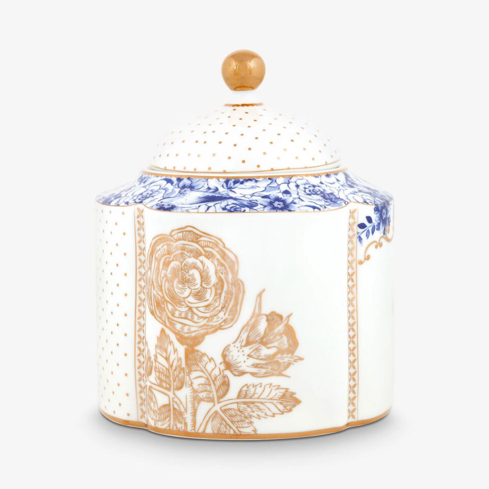 Royal Beyaz Küp Altın Çiçek Desenli Beyaz - 1750ml