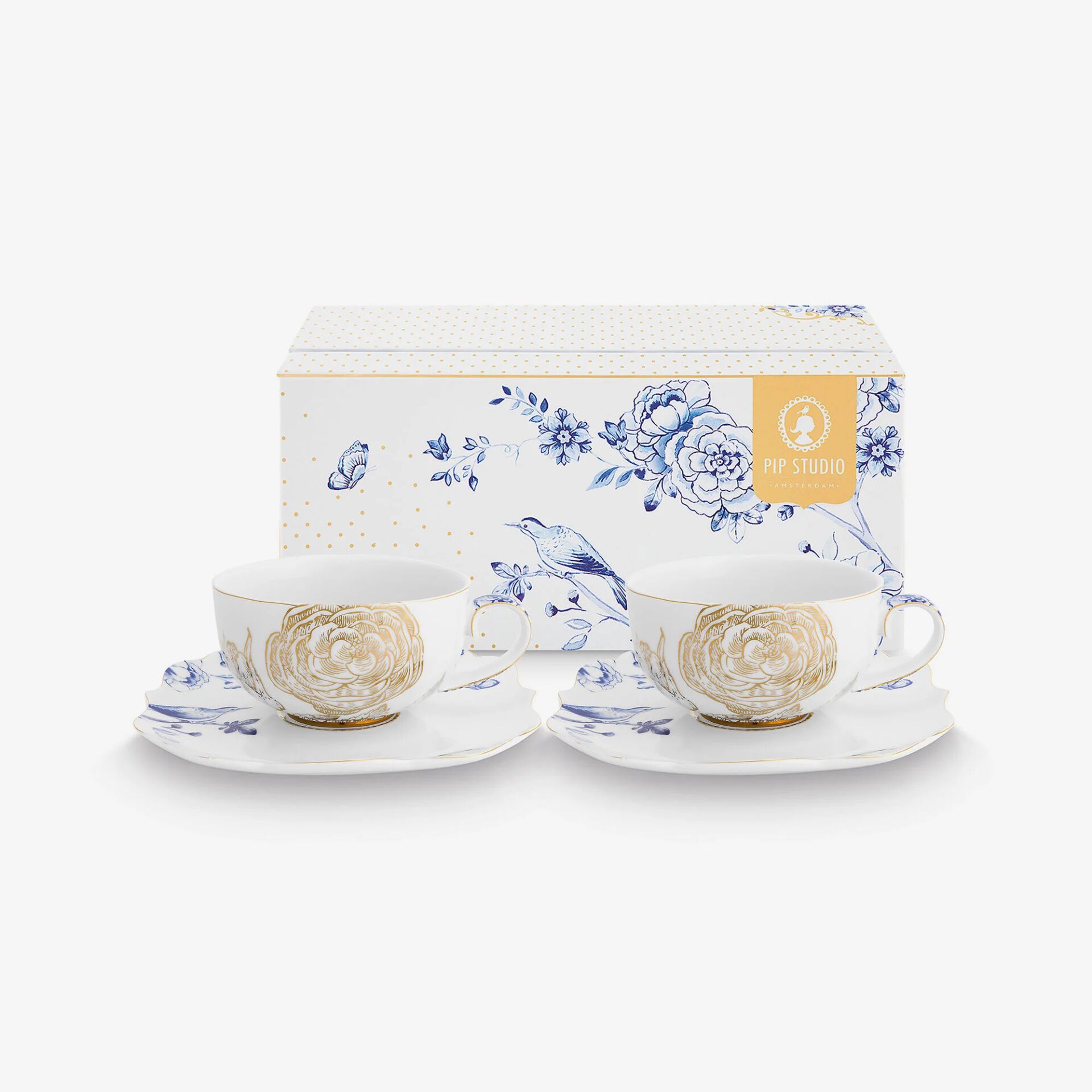 Royal White Mavi Beyaz Porselen Çay Fincan Seti 225ml