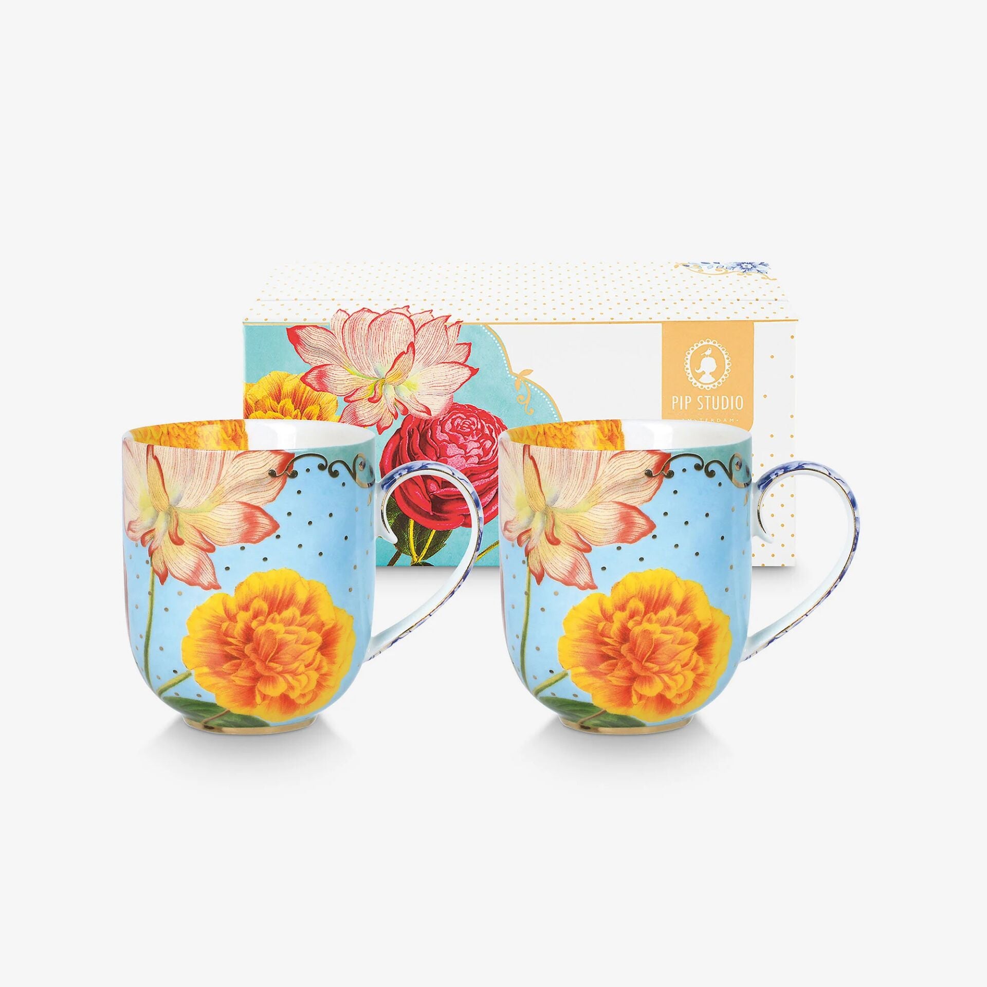 Royal Mavi Çiçekli İkili Mug Seti 325ml
