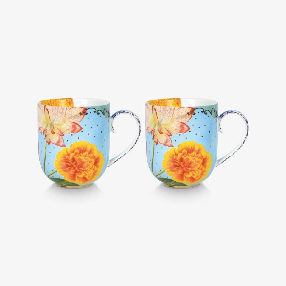 Royal Mavi Çiçekli İkili Mug Seti 325ml