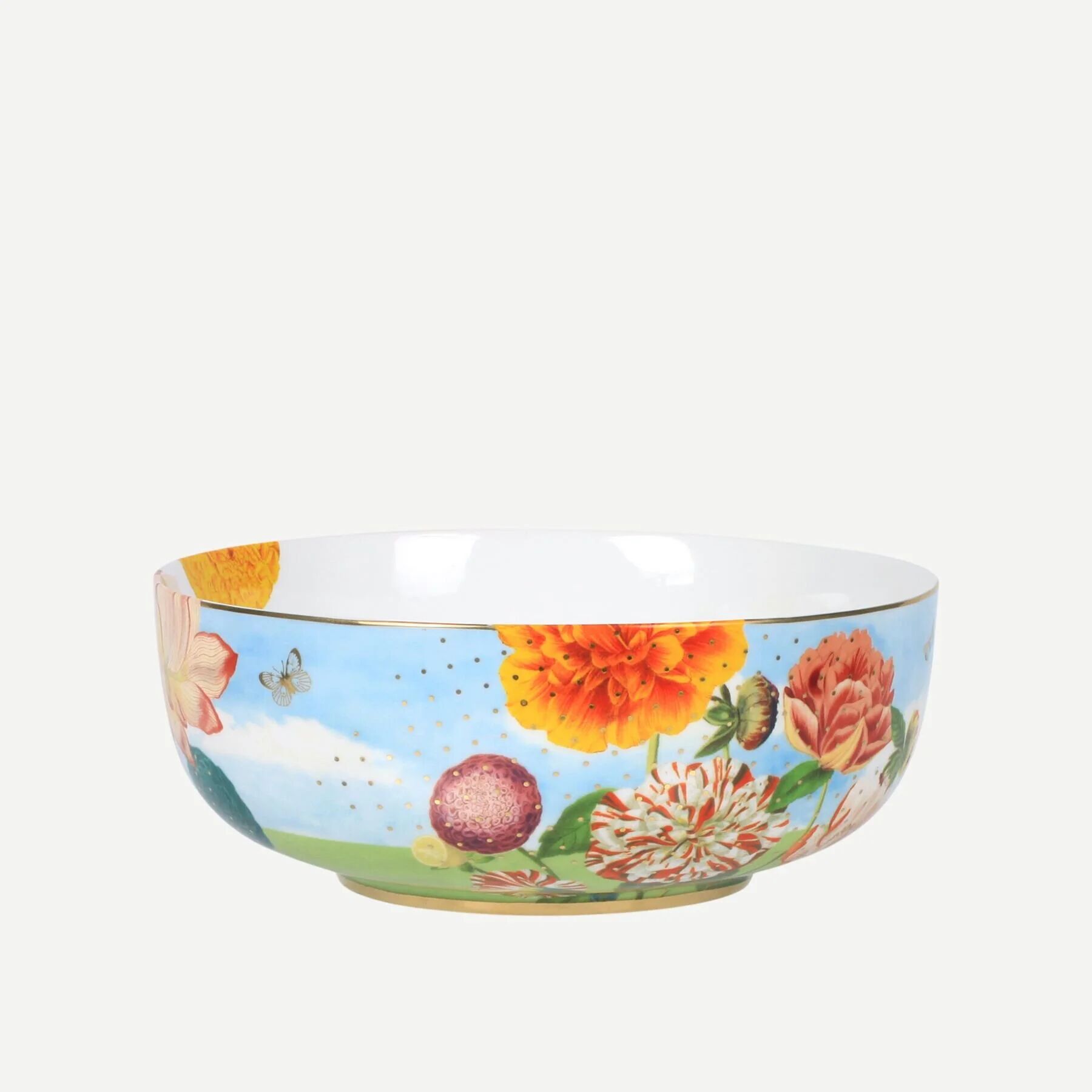 Royal Çiçek Desenli Kase Mavi - 23cm