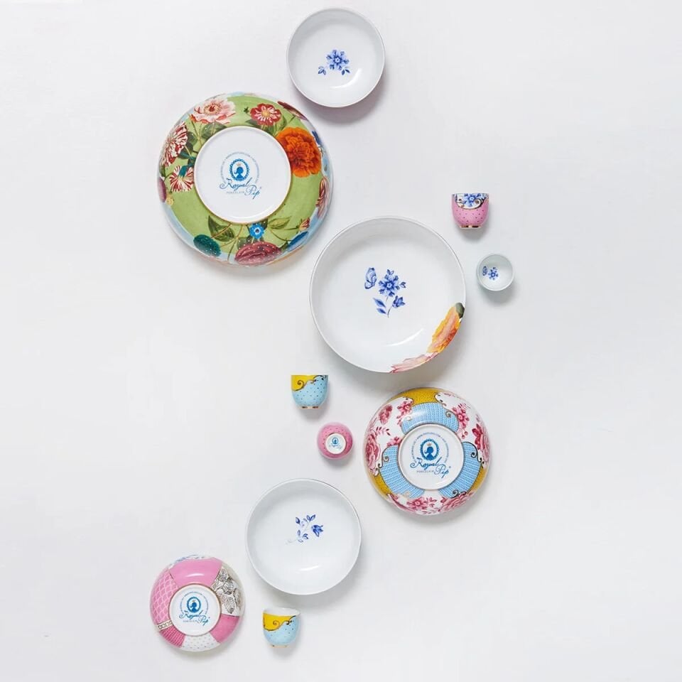 Royal Çiçek Desenli Kase Mavi - 23cm