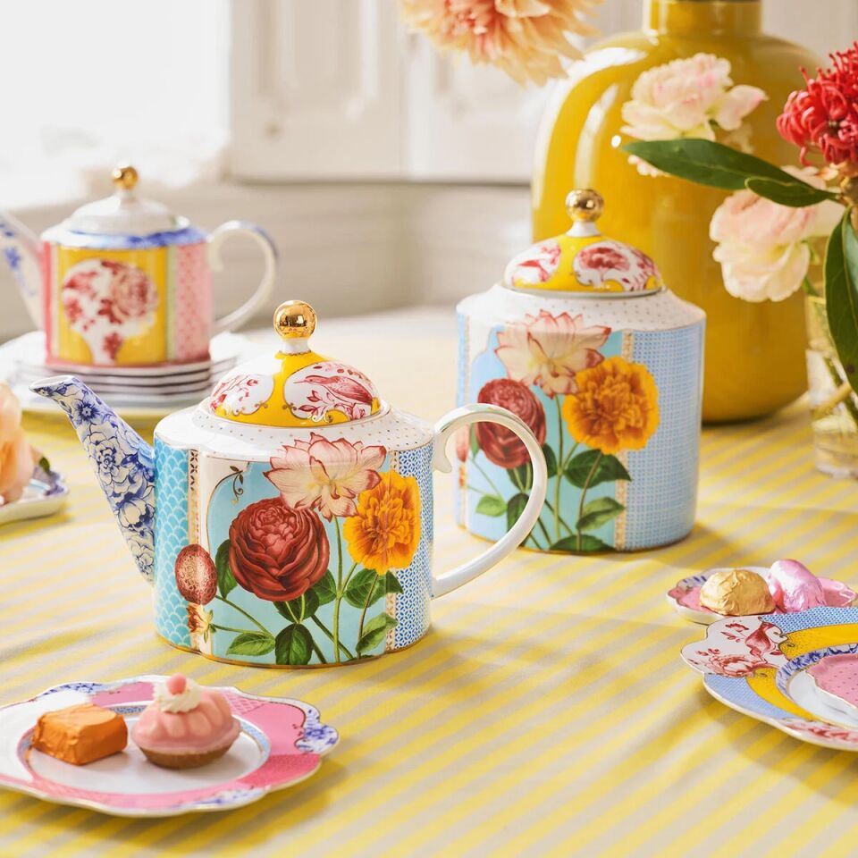 Royal Çiçek Desenli Demlik Mavi - 1600ml