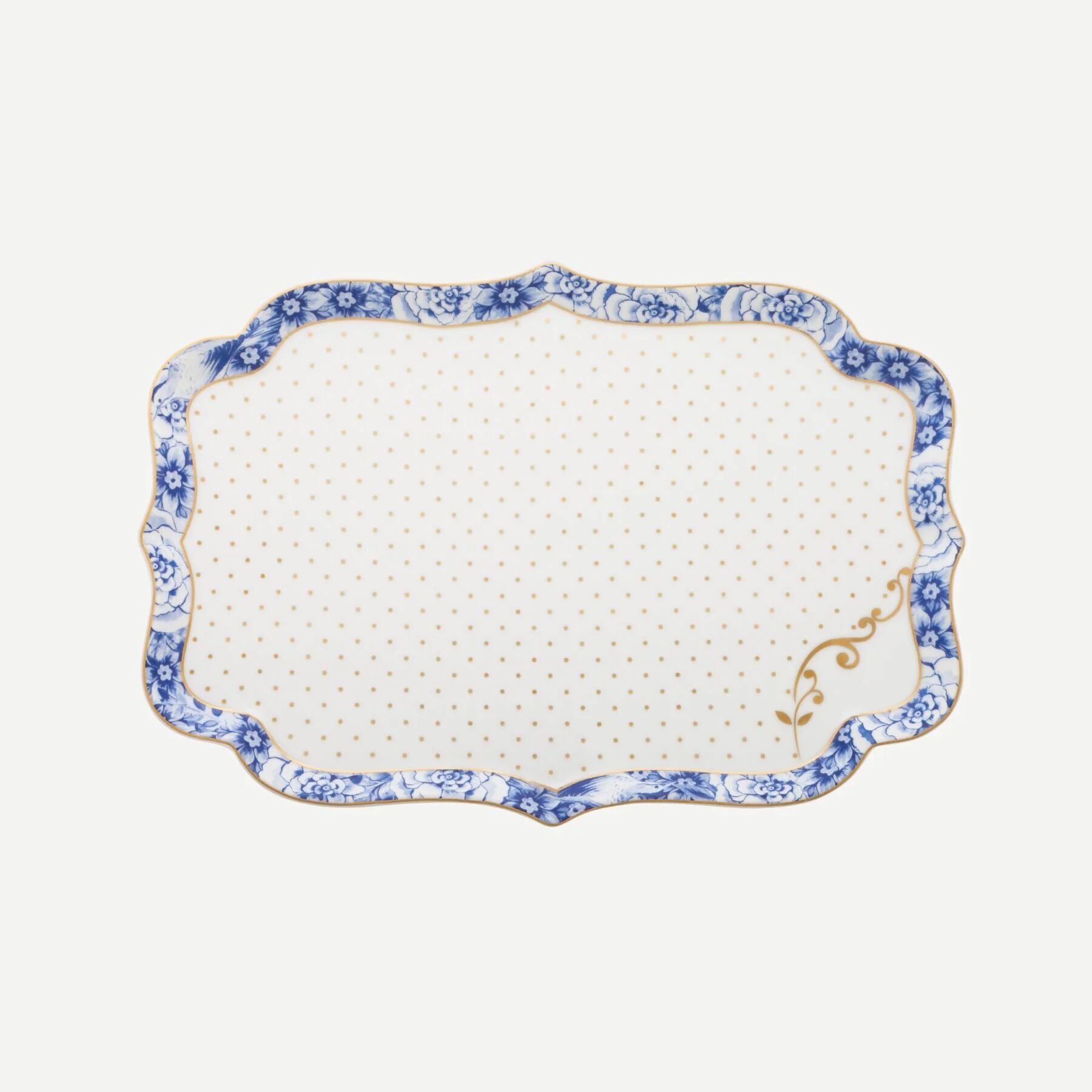 Royal Tepsi Çiçek Desenli Tepsi Mavi/Beyaz - 26cm