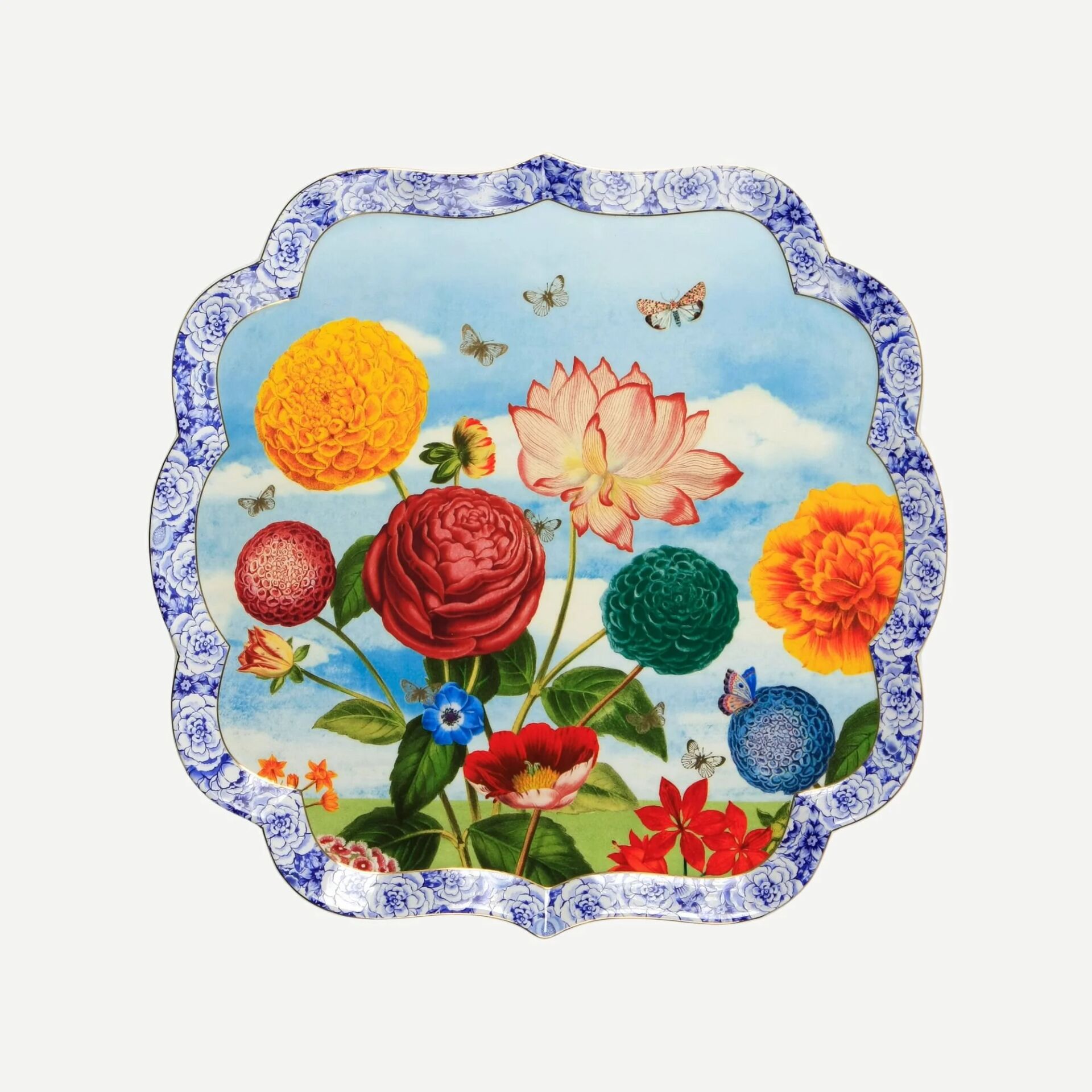 Royal Kare Servis Tepsisi Mavi - 38cm