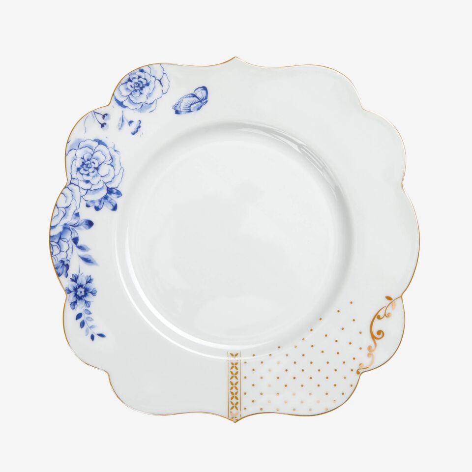 Royal Altın / Beyaz  Kahvaltı Tabağı Mavi/Beyaz - 23,5cm