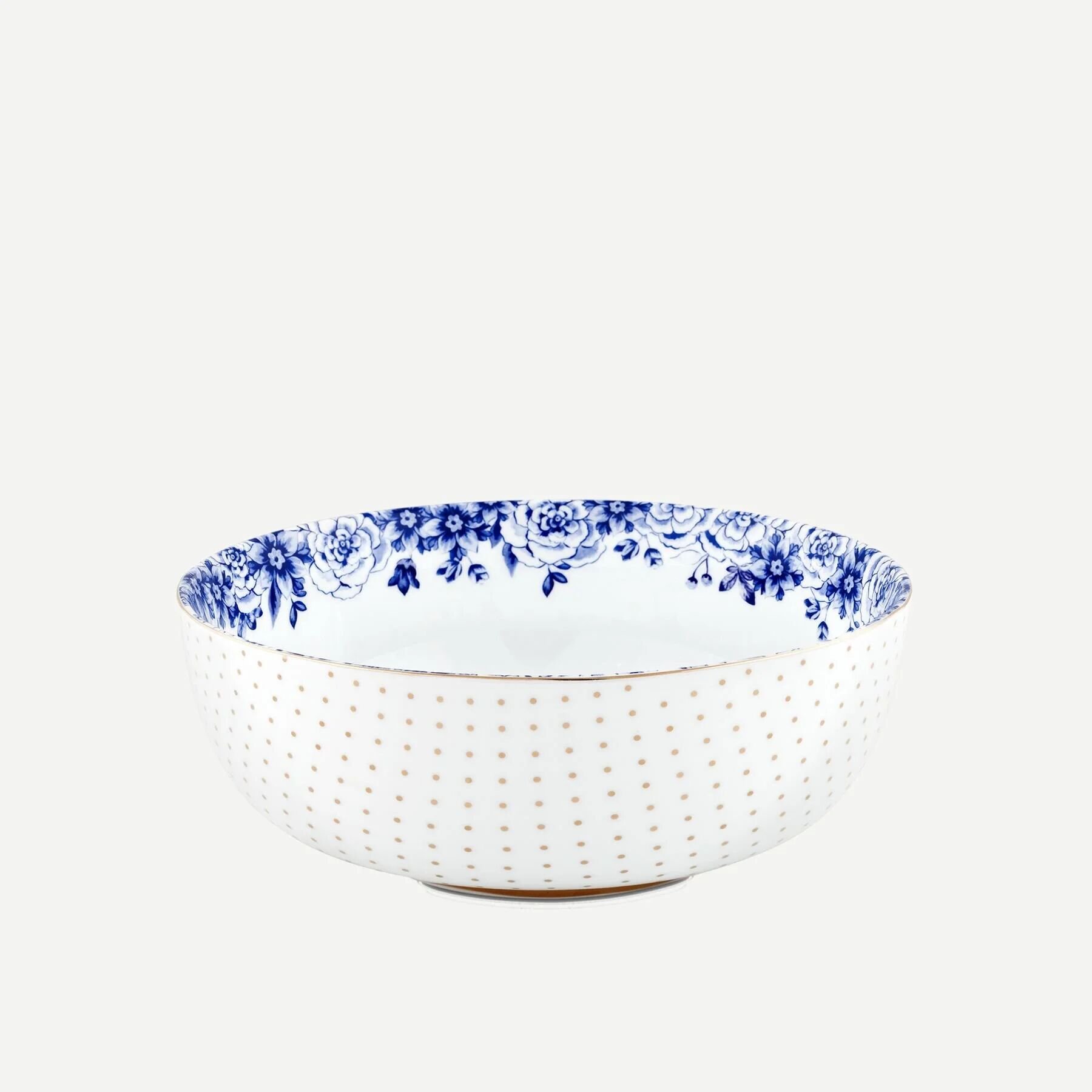 Royal Beyaz Kase Altın Puantiyeli Beyaz/Mavi - 20cm