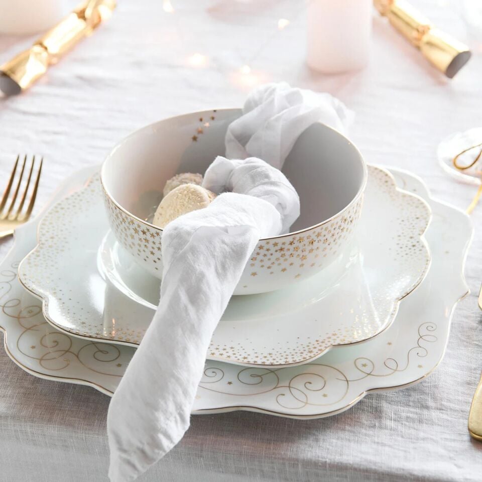 Royal Altın / Beyaz Yemek Tabağı