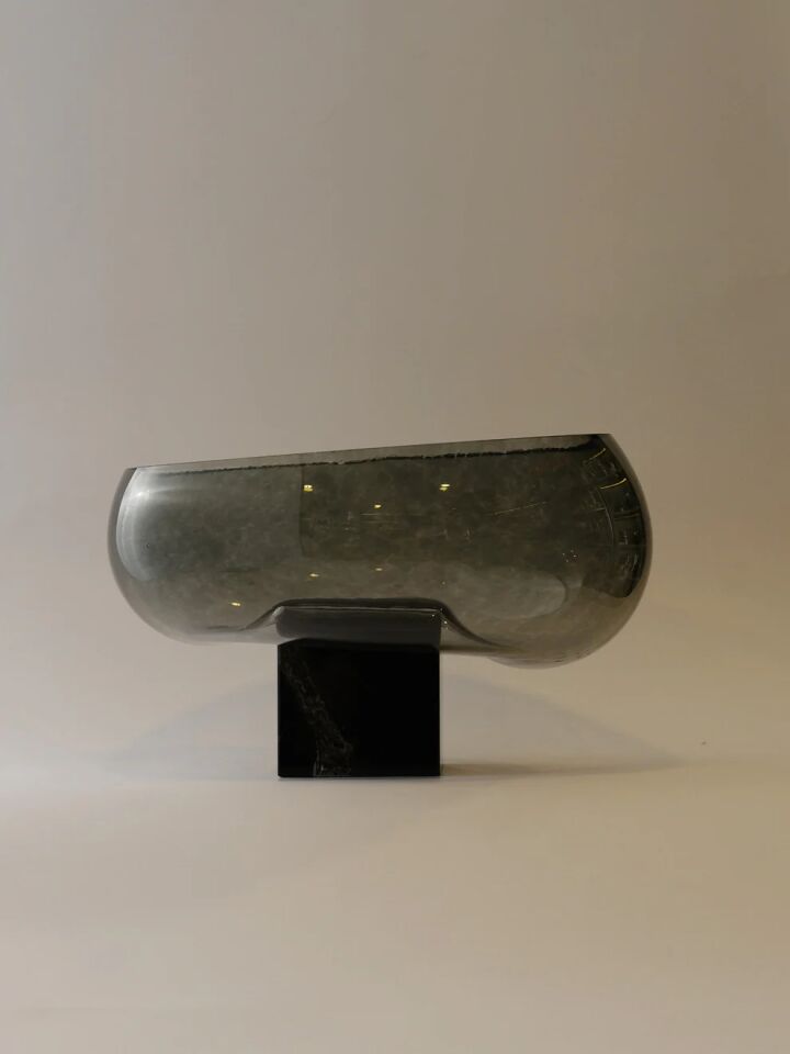 Küp Kaideli XL Cam Çanak 18x34cm Siyah / Füme