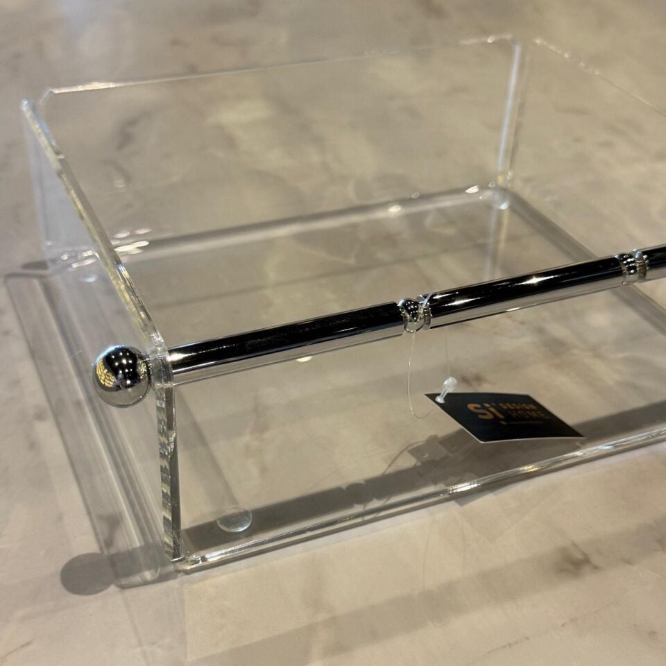 Pirinç Detay Pleksi Havluluk - Banyo Organizer Silver