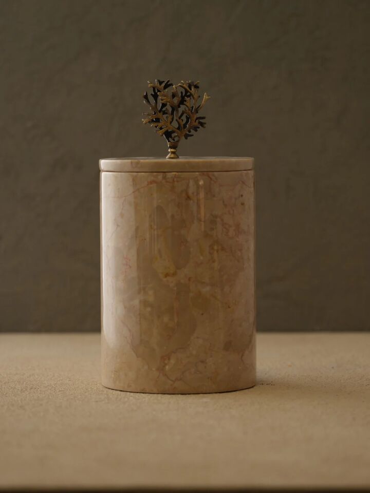 Mercanlı Çöp Kovası 30x15cm Bej / Eskitme