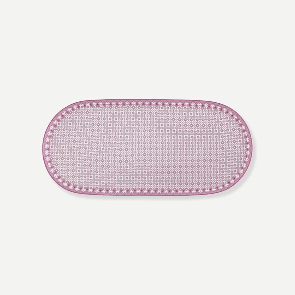 Lily & Lotus Oval Servis Tabağı Mor - 25cm