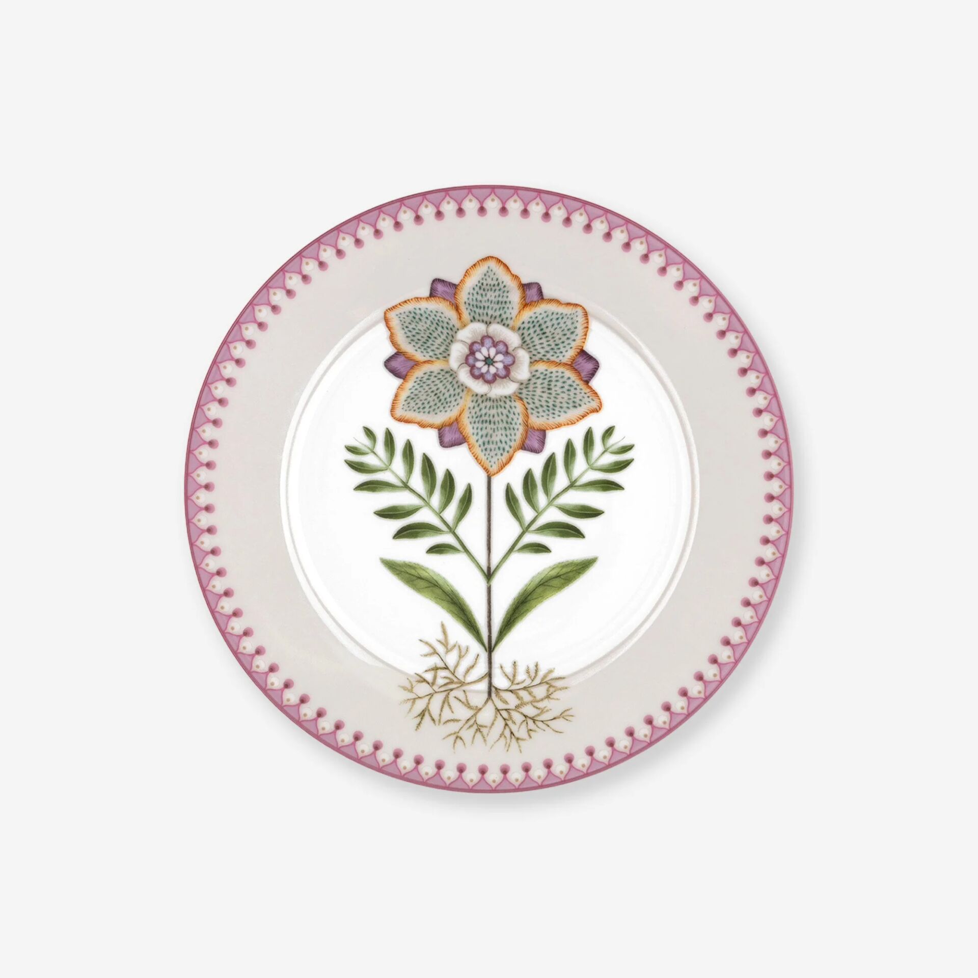 Lily & Lotus Çiçekli Kahvaltı Tabağı Beyaz - 21cm