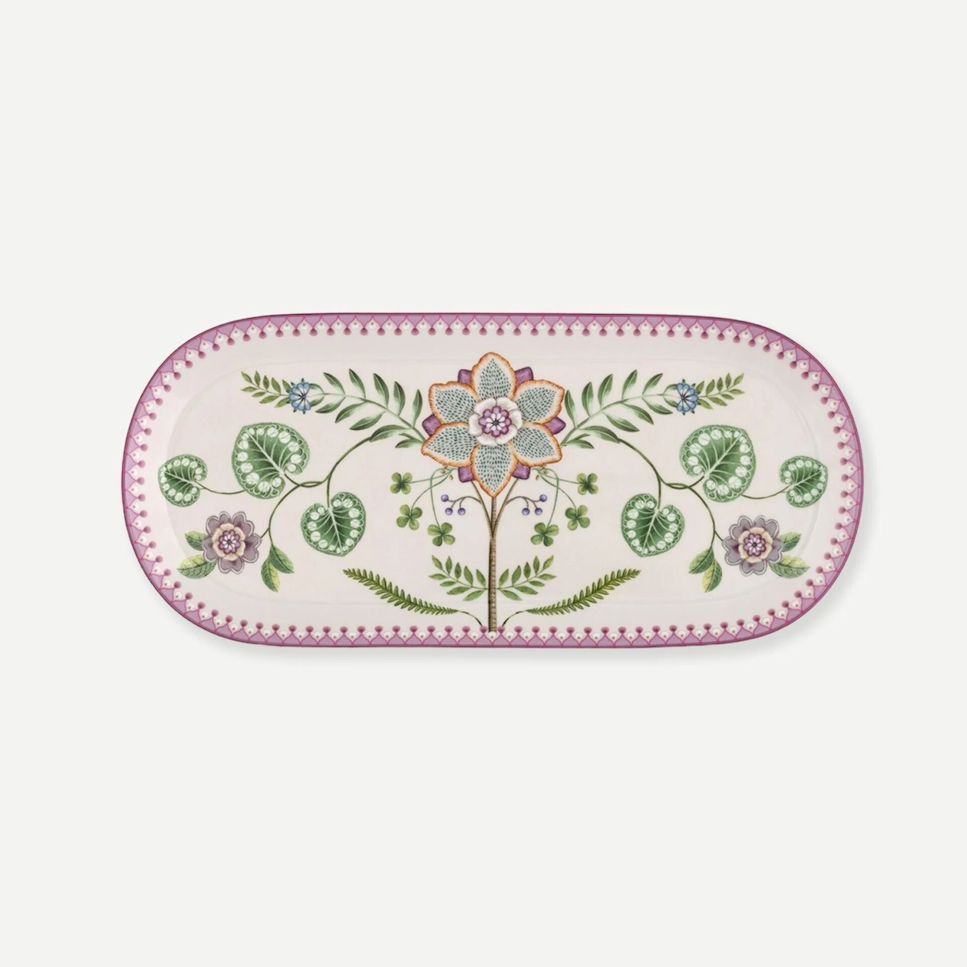 Lily & Lotus Oval Servis Tabağı Beyaz - 33cm