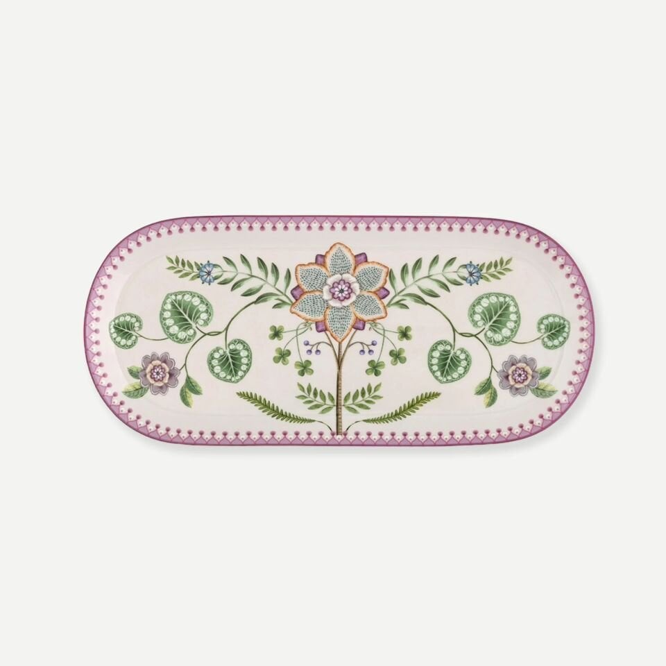 Lily & Lotus Oval Servis Tabağı Beyaz - 33cm