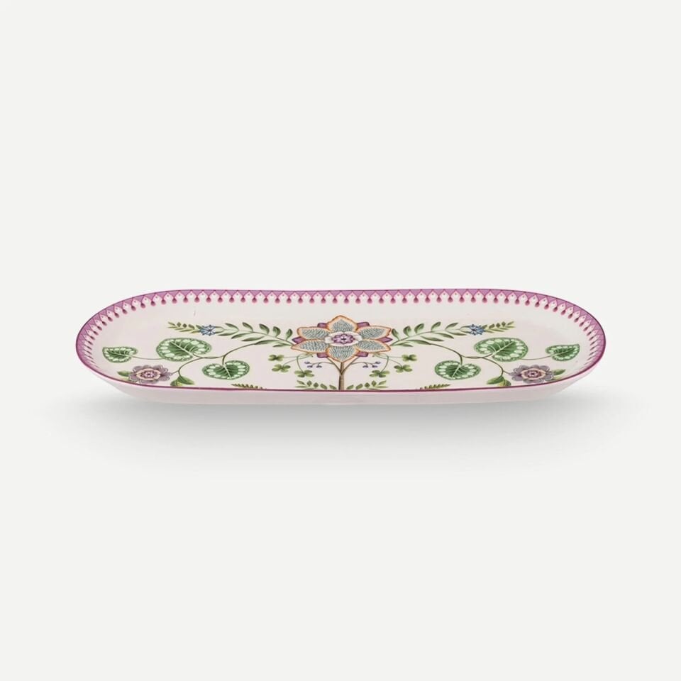 Lily & Lotus Oval Servis Tabağı Beyaz - 33cm