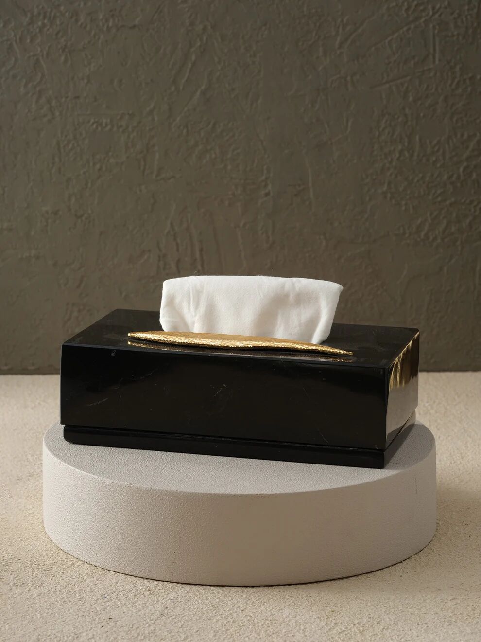 Mermer Peçetelik 8x13x25cm Siyah / Gold