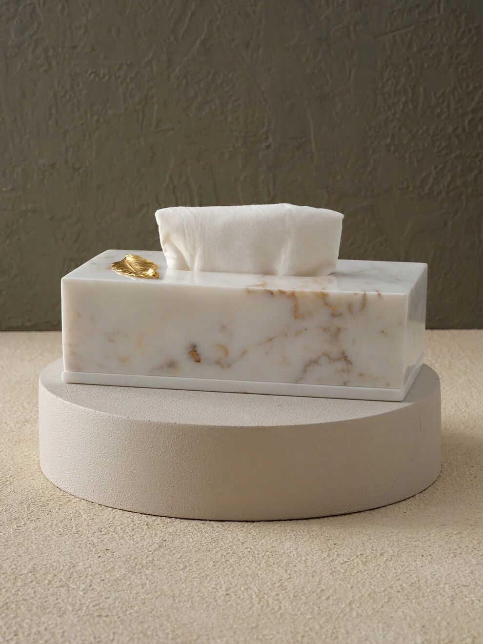 Mermer Peçetelik 8x13x25cm Beyaz / Gold