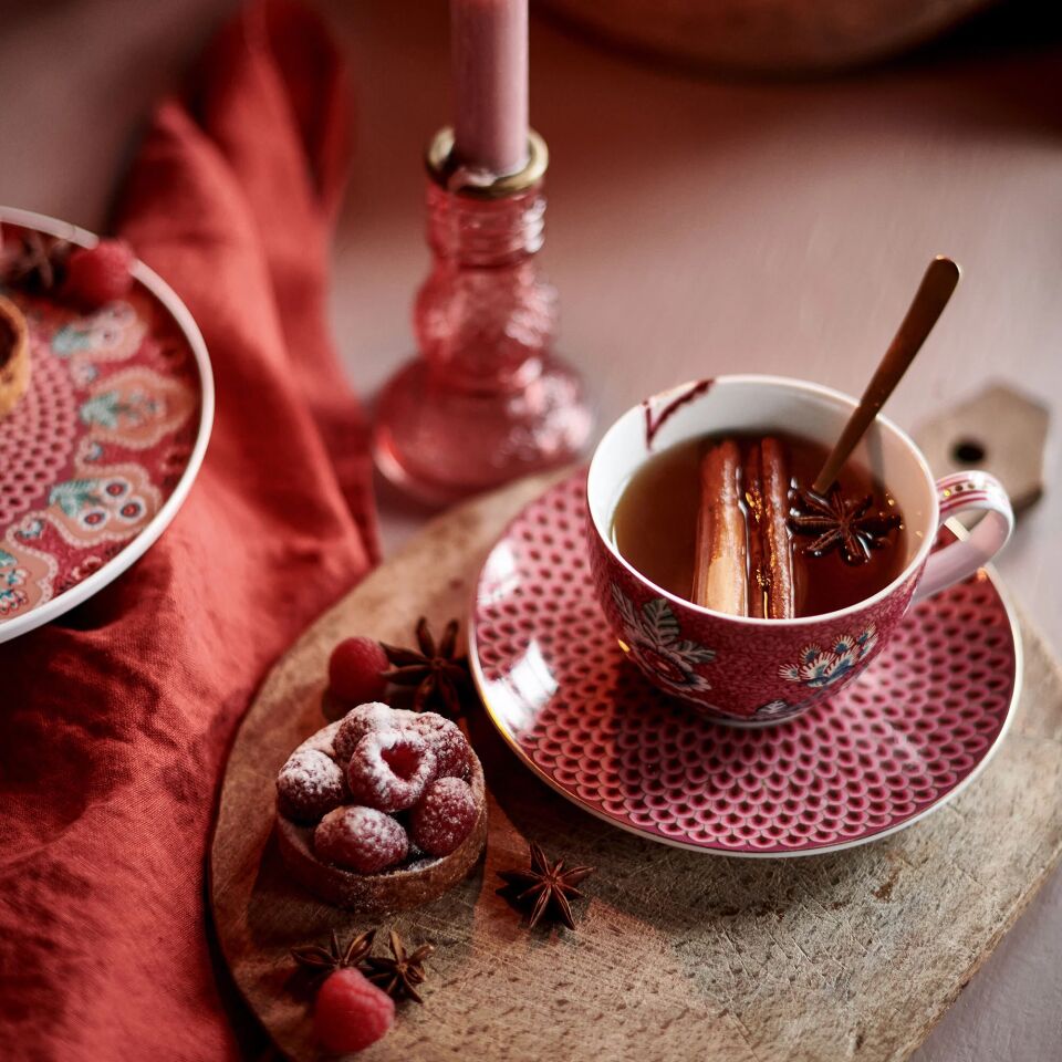 Flower Festival İkili Çay Fincanı Seti Kırmızı - 280ml