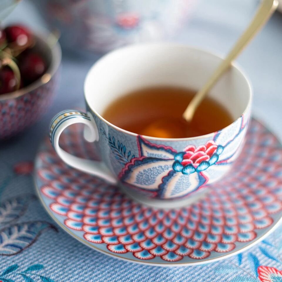 Flower Festival İkili Çay Fincanı Seti Mavi - 280ml