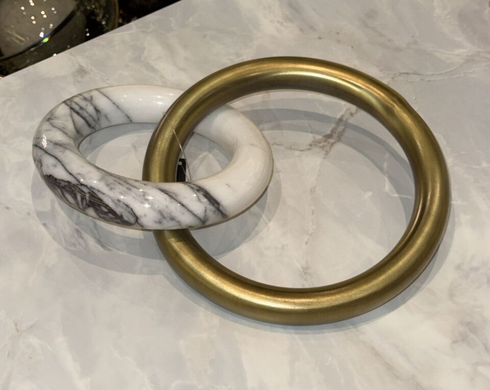 İç içe geçme halkalar ( ikili ) 33x22cm Leylak / Gold