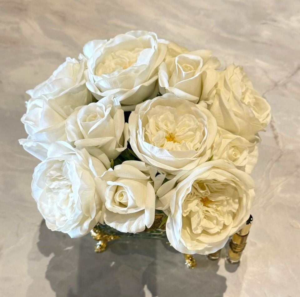 Pirinç Ayaklı Gold Şakayık Luxury Home Perfume Beyaz