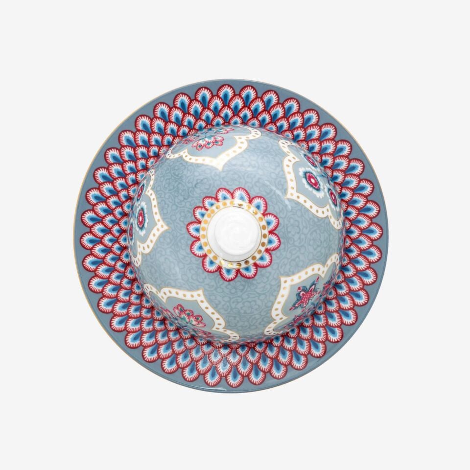 Flower Festival Yuvarlak Tereyağlık Mavi - 17cm