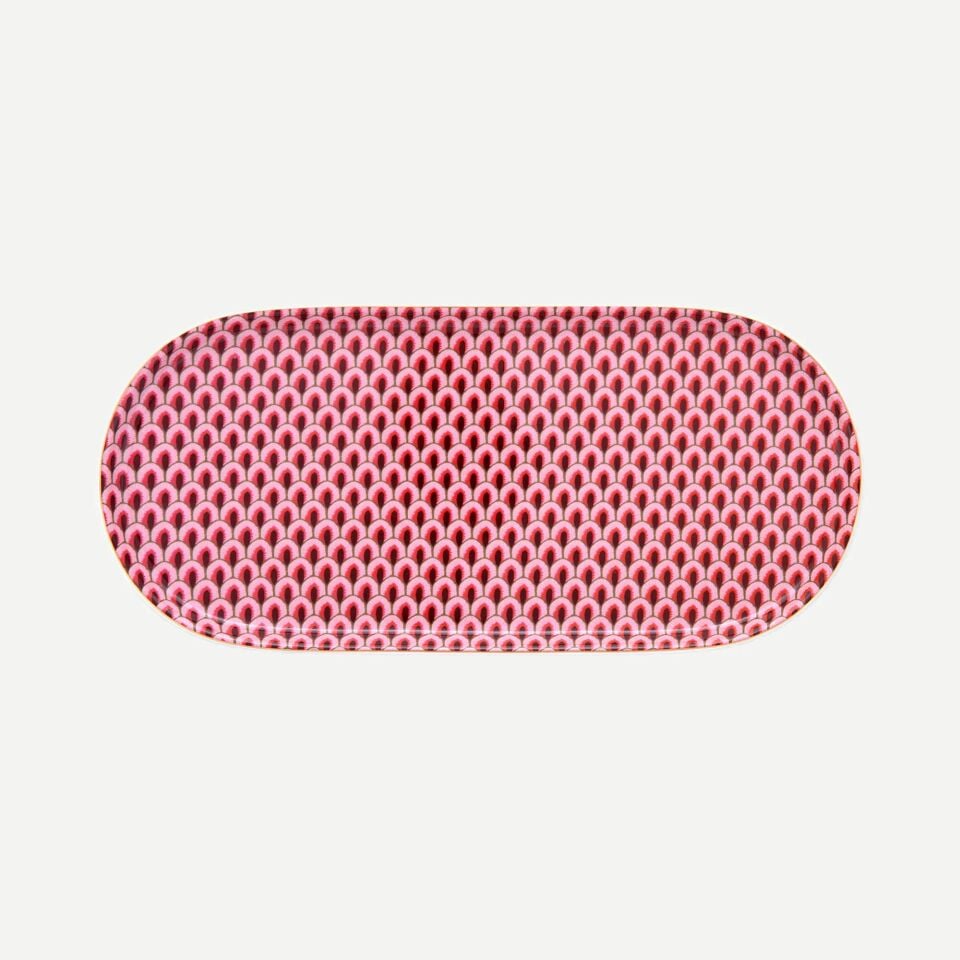 Flower Festival Oval Servis Tabağı Kırmızı - 25cm