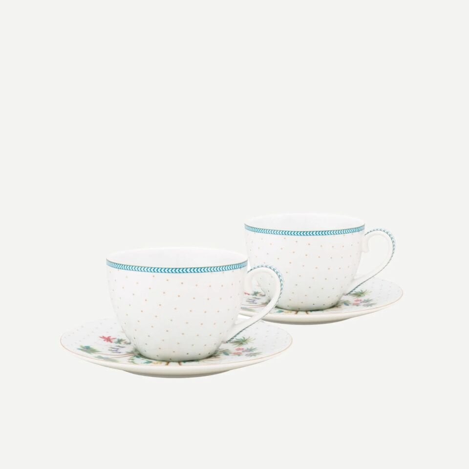 Jolie İkili Çay Fincanı Seti Beyaz - 280ml