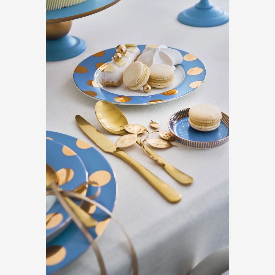 Dot Delight  İkili Porselen Kahvaltı Tabağı Seti 21 Cm Mavi - 21cm