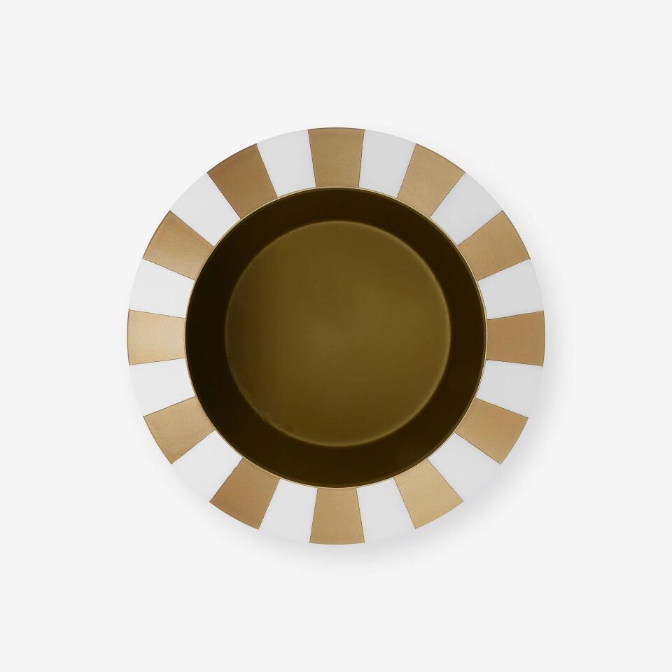 Dot Delight Çizgili Metal Vazo 24X29 Cm Beyaz - 24x29cm