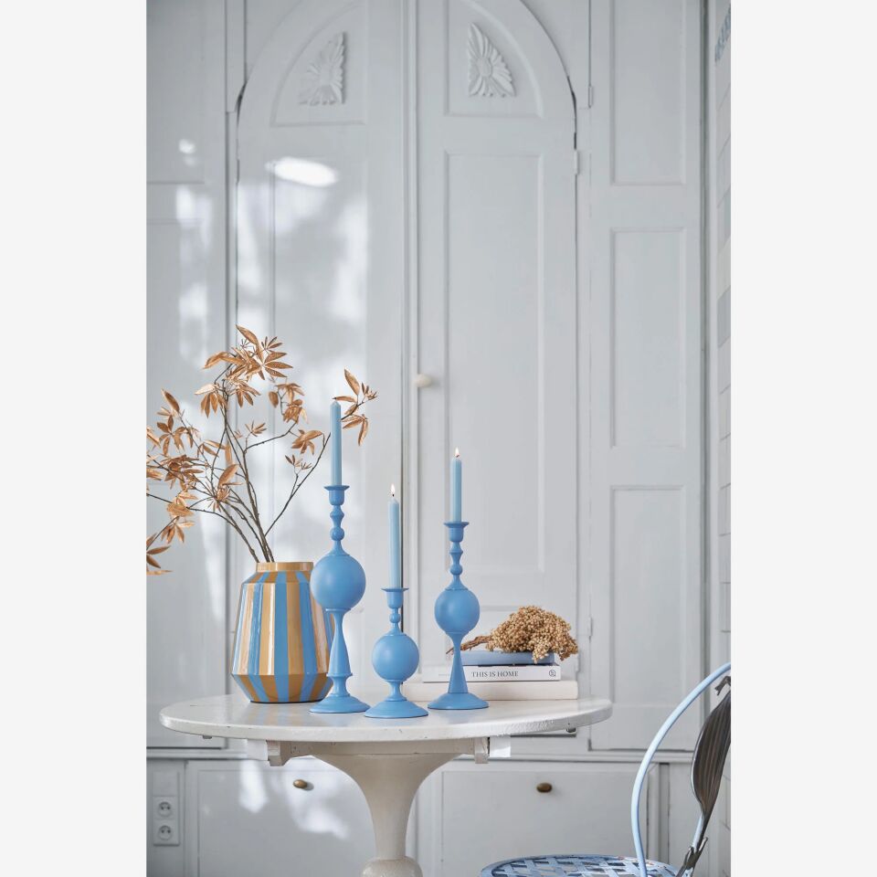 Dot Delight Çizgili Metal Vazo 24X29 Cm Mavi - 24x29cm