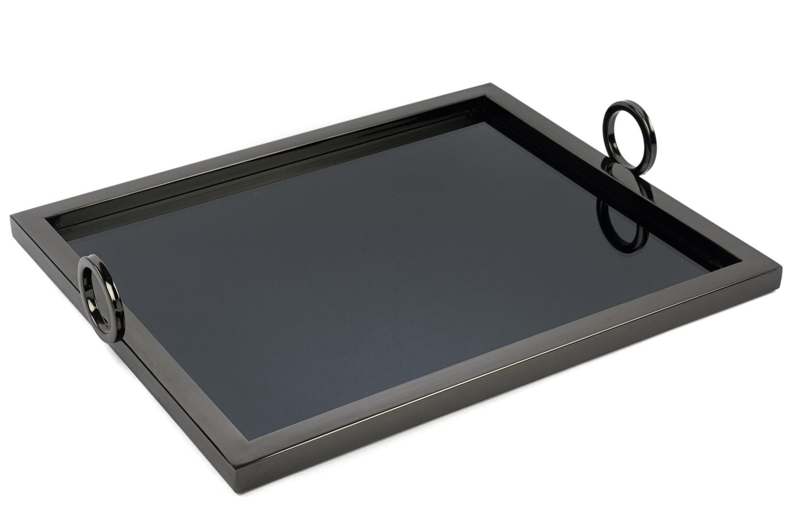 Siyah Metal Dik Aynalı Tepsi 45x36x8cm - Siyah