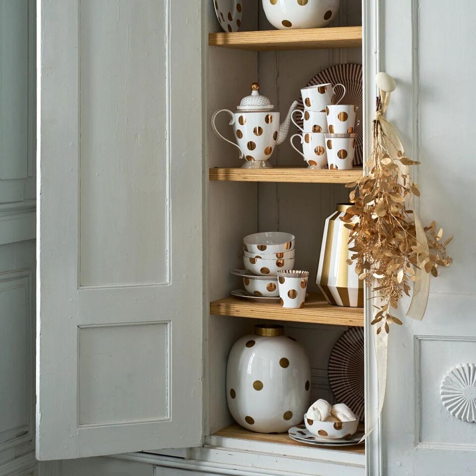 Dot Delight Metal Vazo 23 Cm Beyaz - 32cm