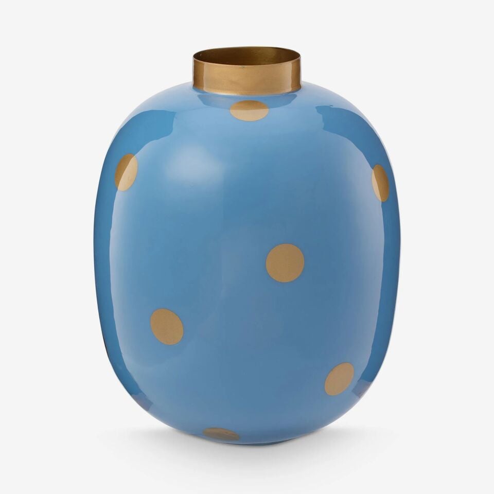 Dot Delight Metal Vazo 23 Cm Mavi - 32cm
