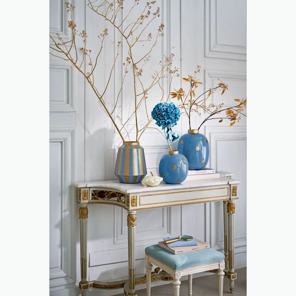 Dot Delight Metal Vazo 23 Cm Mavi - 32cm