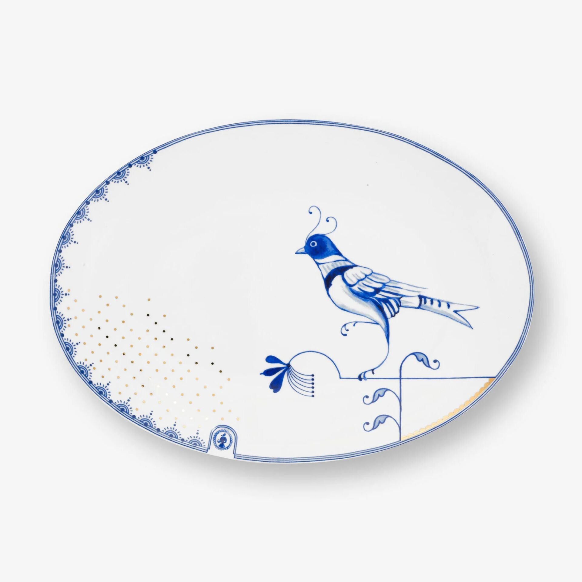 Blue Bird Beyaz Porselen Servis Tabağı 30X21,5 Cm Beyaz - 30cm