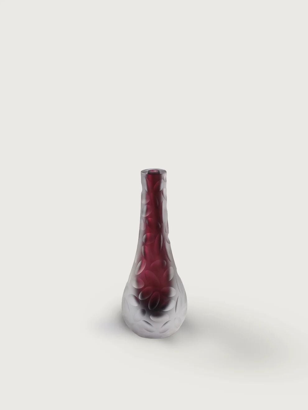 Kumlamalı Murano Renkli Cam Vazo 25x7cm - Bordo