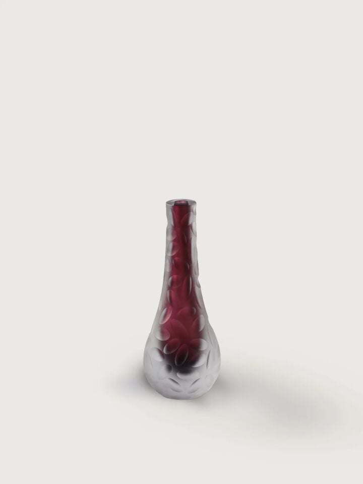 Kumlamalı Murano Renkli Cam Vazo 25x7cm - Bordo