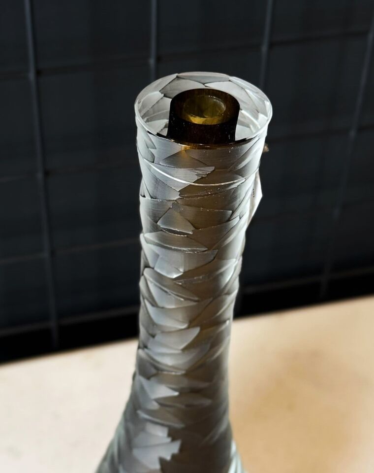 Kumlamalı Murano Renkli Cam Vazo 33x9cm - Yeşil