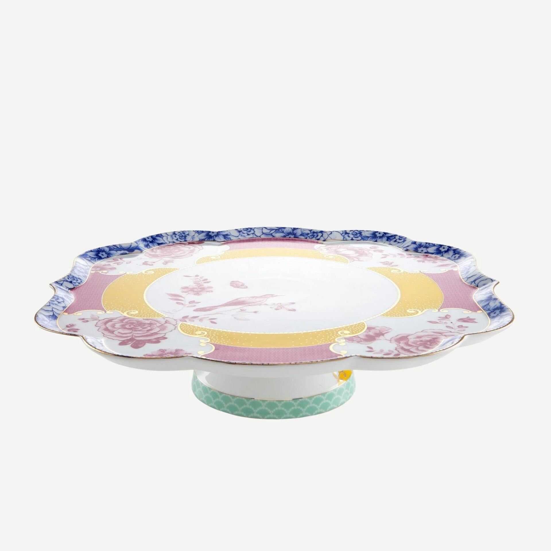 Royal Sarı Pembe Porselen Kek Standı 31x8 cm