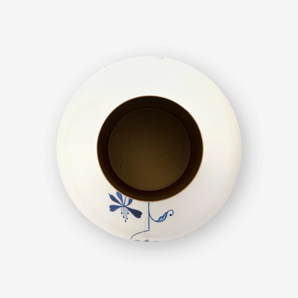 Blue Bird Beyaz Metal Vazo 30 Cm