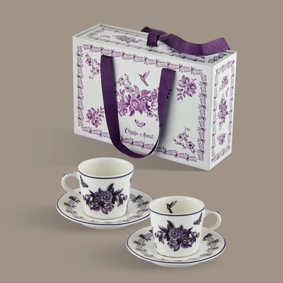 Primavera 2'LI Türk Kahvesi Fincanı Seti Mor