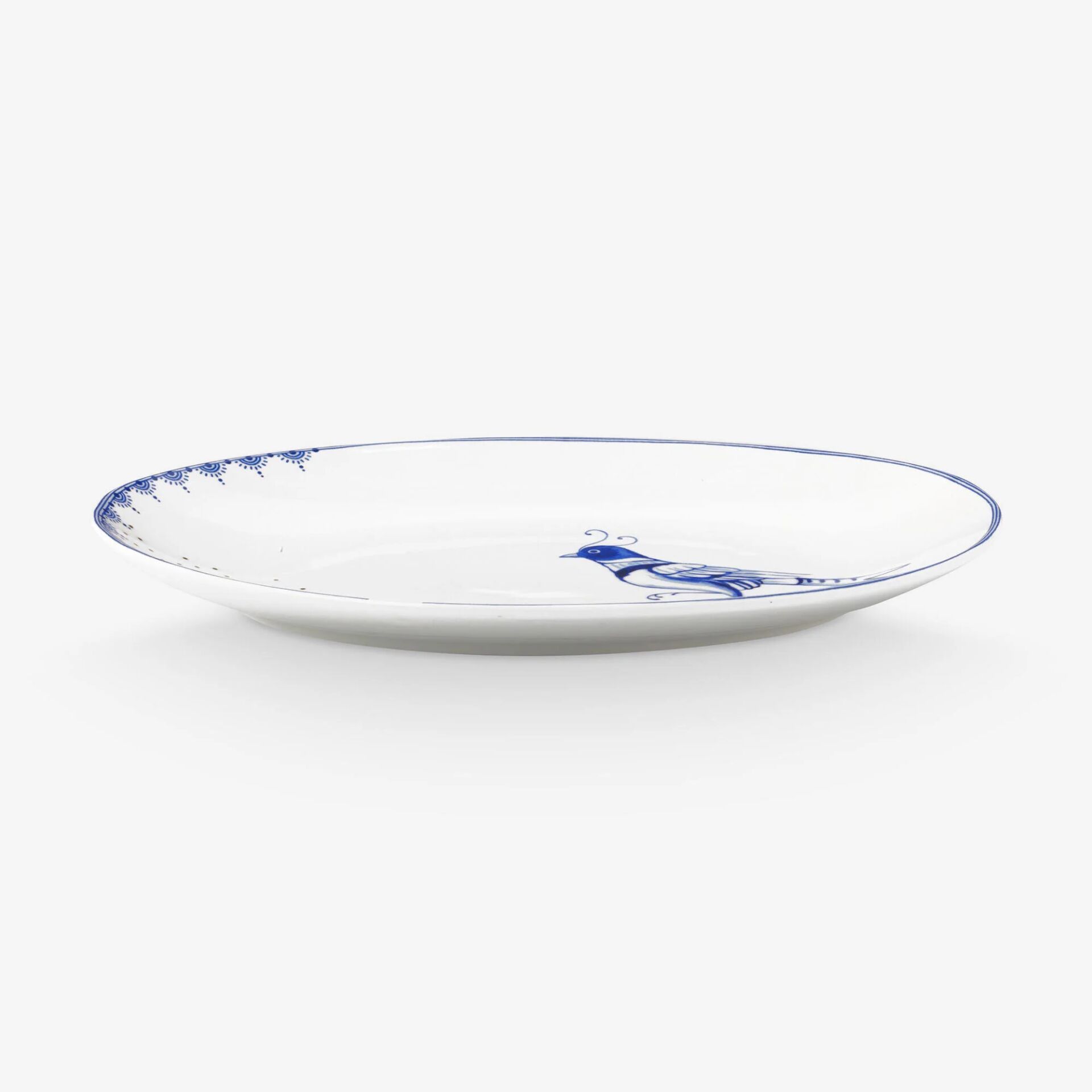 Blue Bird Beyaz Porselen Servis Tabağı 30X21,5 Cm