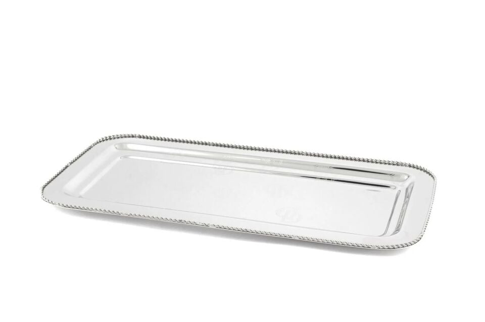 Darly Gümüş Metal Dik Tepsi 38x18cm