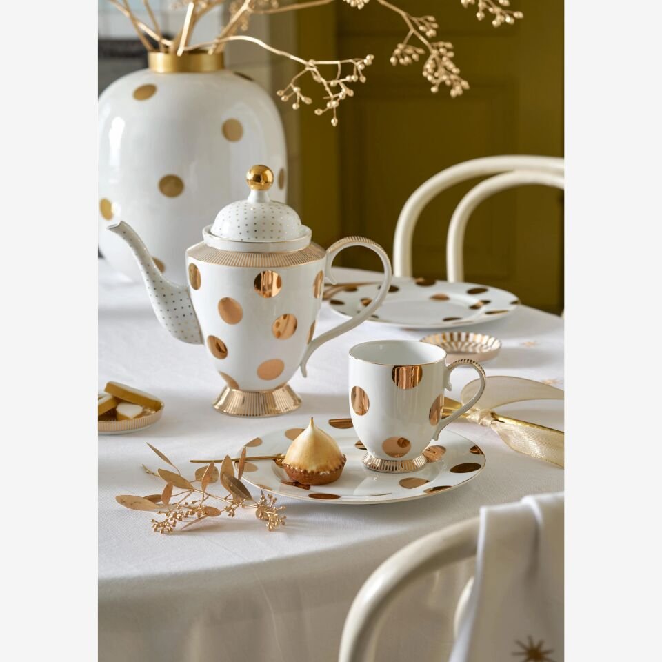 Dot Delight  Altın / Beyaz Mug