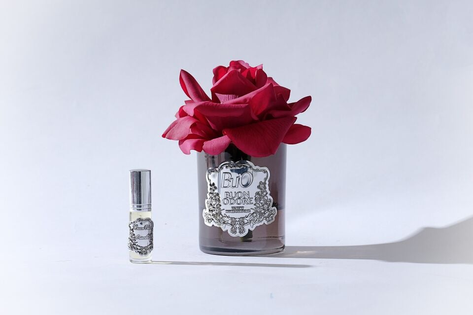 FÜME CAM SILVER TEK GÜL Bordo