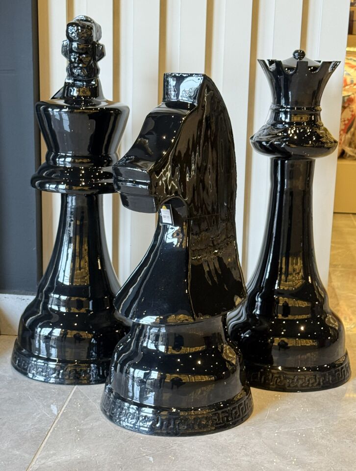 Vezir Siyah Dekor Satranç Taşı 24x55cm