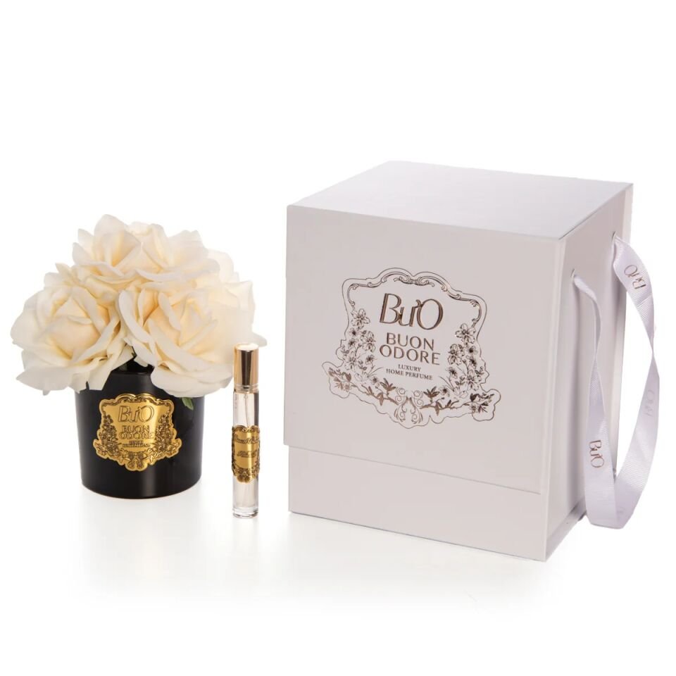 SİYAH CAM GOLD 5 GÜL Krem