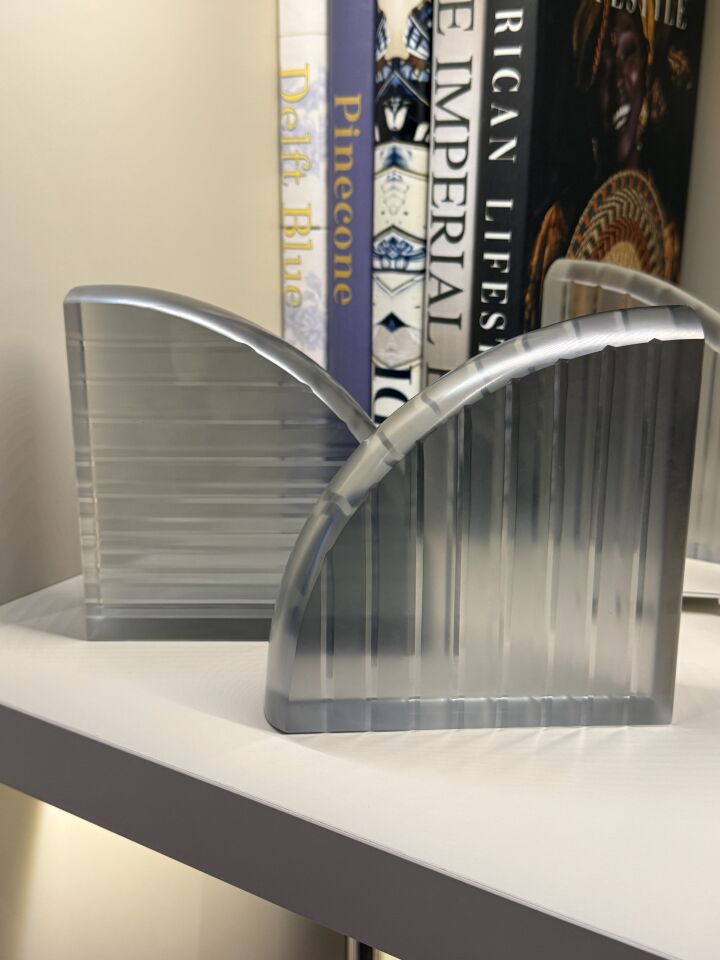 Frosted Cam Kitap Tutucu 29x4x15cm Gri